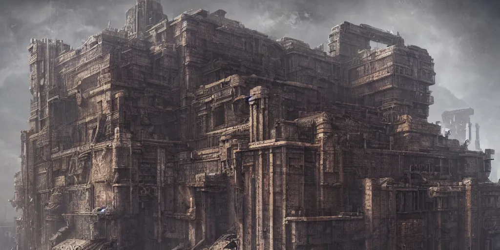 Prompt: brutalist babylonian ziggurat, dieselpunk, scifi, futuristic, highly detailed, digital matte painting, artstation, concept art, sharp focus, illustration, bloodborne