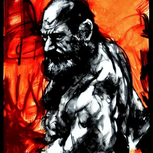 Prompt: sigmund freud in the style of yoji shinkawa