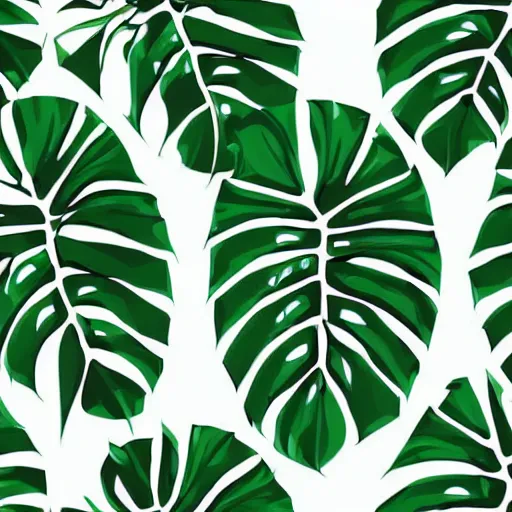 Image similar to symmetry, repeating pattern seamless. monstera, hand drawn, green, flat color, minimalistic, leaf design, wall paper