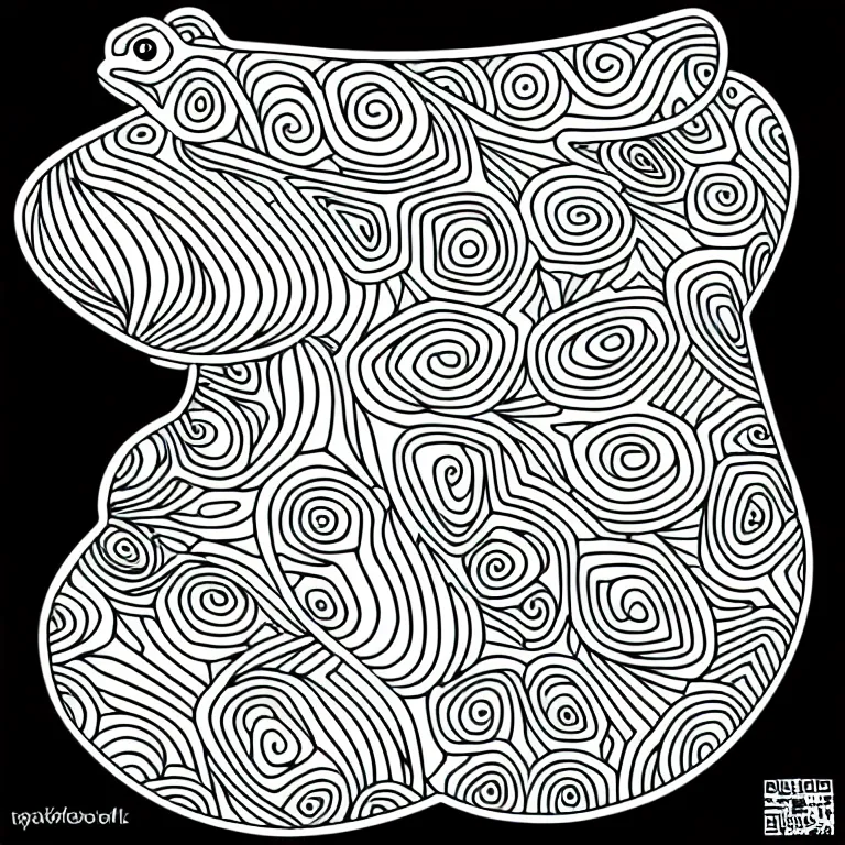 Image similar to beautiful frog, ornamental, fractal, line art, vector, outline, simplified, colouring page