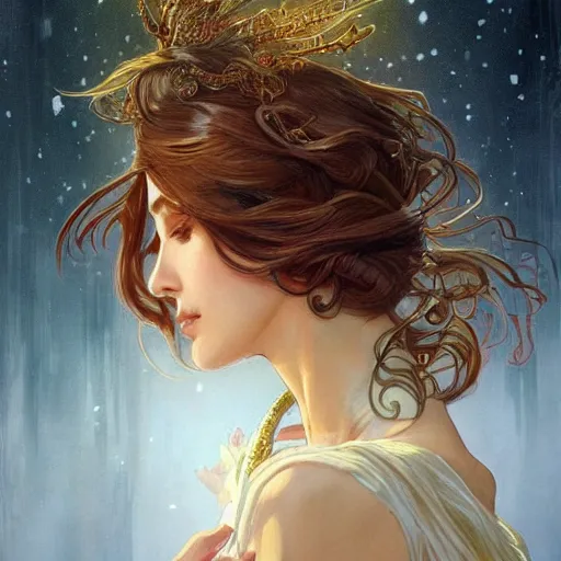 Prompt: Last Christmas I gave you my heart, fantasy, amber eyes, face, long hair, intricate, elegant, highly detailed, digital painting, artstation, concept art, smooth, sharp focus, illustration, art by artgerm and greg rutkowski and alphonse mucha