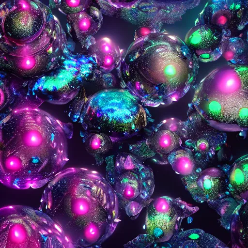 Image similar to underwater crystals, black hole, dark, multicolor shine, 3 d render, incredible details, highly detailed, photorealistic, disney pixar, smooth, octane render, iridescent, 8 k