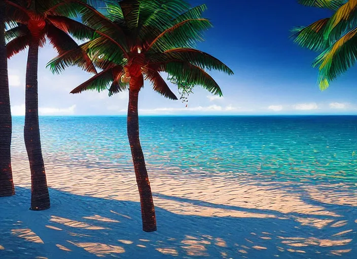 Image similar to a beautiful tropical beach by ivan fedorovich choultse, cinematic lighting