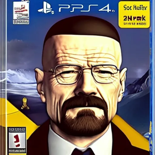 Image similar to Walter White on the cover of a PS4 game