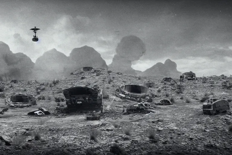 Image similar to leaked top secret footage of an ufo chrash site, military inspecting, vintage old shot with an old camera, intricate details, eerie, highly detailed, photorealistic, octane render, 8 k, unreal engine.