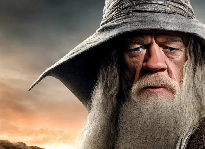 Prompt: film still of john cena as gandalf in the new lord of the rings movie, 4 k, highly detailed face, detailed eyes