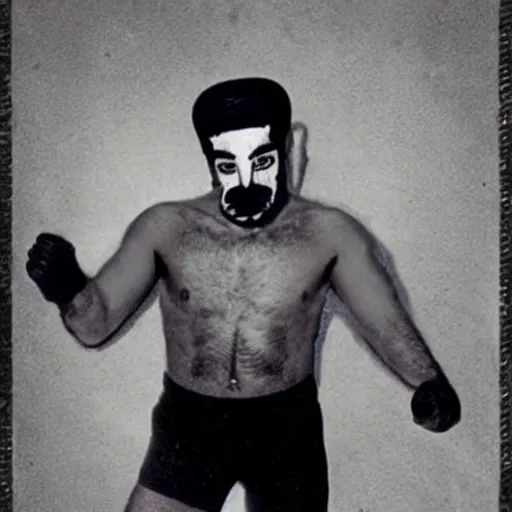 Image similar to saddam hussein as a mexican luchador