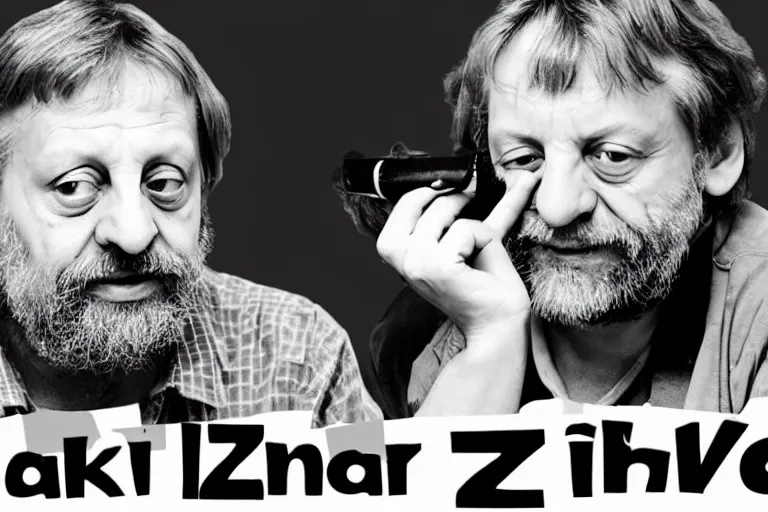 Prompt: Slavoj Žižek mukbang, youtube thumbnail