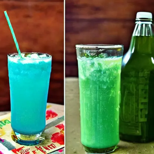 Image similar to color picture of Mountain Dew Baja Blast from 1970's cookbook