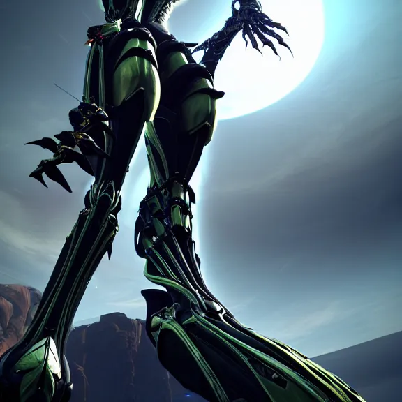 Image similar to highly detailed giantess shot, worms eye view, looking up at a giant 500 foot tall beautiful stunning saryn prime female warframe, as a stunning anthropomorphic robot female dragon, looming over you, walking toward you, detailed warframe legs towering over you, camera looking up, posing elegantly over you, sleek sharp claws, detailed robot dragon feet, intimidating, proportionally accurate, anatomically correct, two arms, two legs, camera close to the legs and feet, giantess shot, warframe fanart, ground view shot, cinematic low shot, high quality, captura, realistic, professional digital art, high end digital art, furry art, macro art, giantess art, anthro art, DeviantArt, artstation, Furaffinity, 3D realism, 8k HD render, epic lighting, depth of field