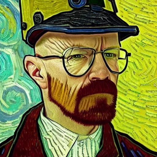 Image similar to walter white painted by Vincent van Gogh