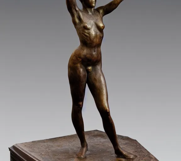 Image similar to detailed photo of old bronze patina statue of most beautiful woman, full body view, various poses, photorealism, intricate detail, museum diffuse lighting