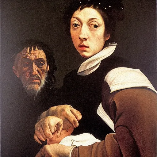 Prompt: a portrait by Caravaggio