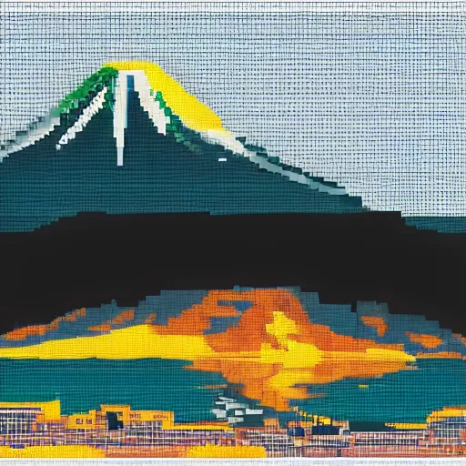 Image similar to Pixel art of mount Fuji, simplistic