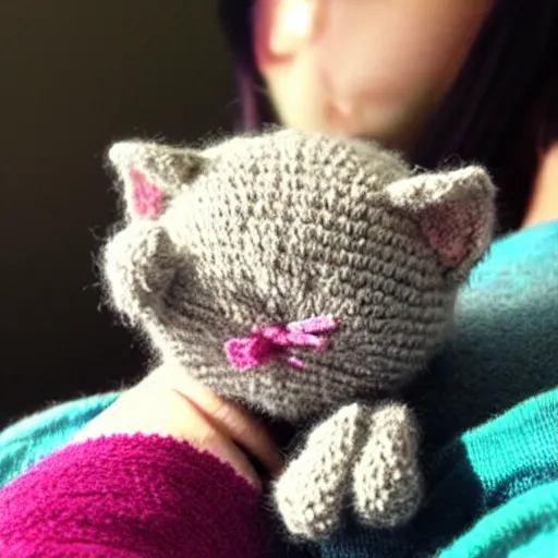 Prompt: knitted kitten