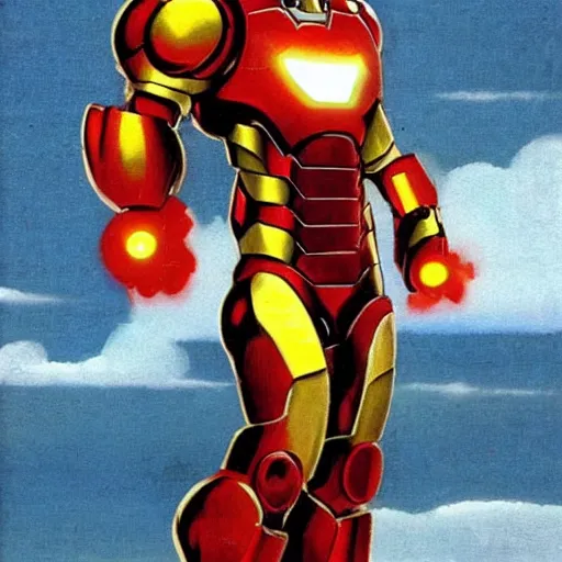 Prompt: a press photo Bob Ross as Ironman