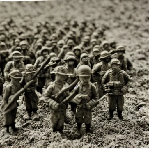 Image similar to photo of tiny soldiers during a war, 35mm