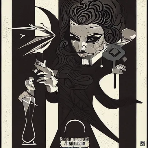 Image similar to art deco gothica by mcbess, greg rutkowski