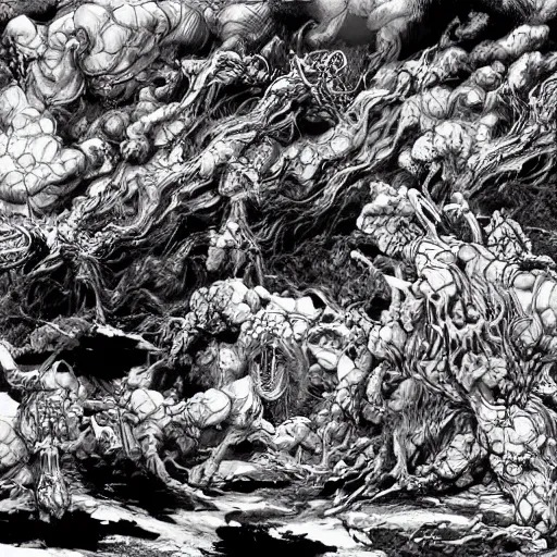 Prompt: the landscape of hell, kinetic, hot, artist kim jung gi