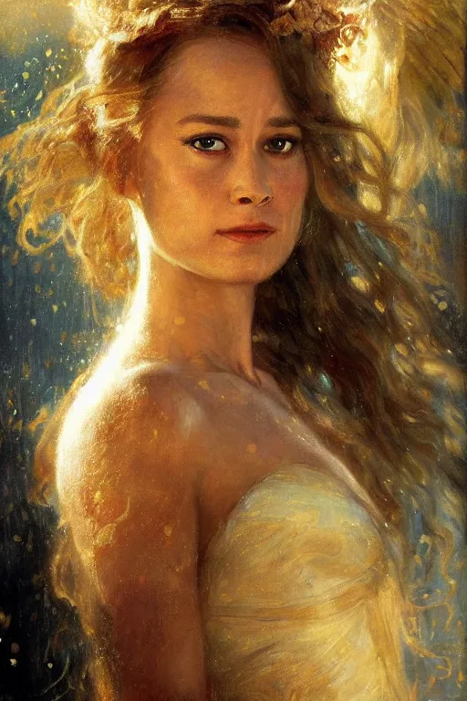 Image similar to brie larson as helen of troy. art by gaston bussiere.