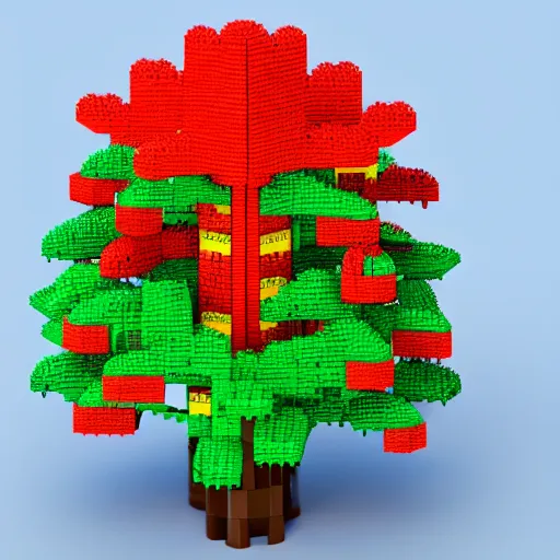 Image similar to tree made out of lego toy, 3 d render