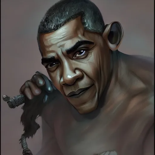 Prompt: barack obama as a guardian troll, dynamic lighting, photorealistic dark fantasy concept art, trending on artstation, stunning visuals, creative, cinematic, ultra detailed