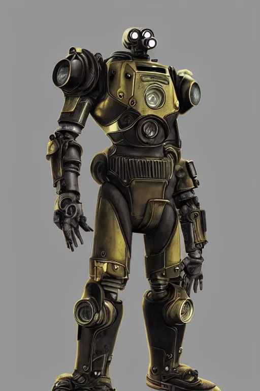 Image similar to fallout 7 6 power armor, hyper realistic, design by mark ryden and pixar and hayao miyazaki, unreal 5, daz, hyperrealistic, octane render, cosplay, rpg portrait, dynamic lighting, intricate, that looks like it is from borderlands and by feng zhu and loish and laurie greasley, victo ngai, andreas rocha, john harris