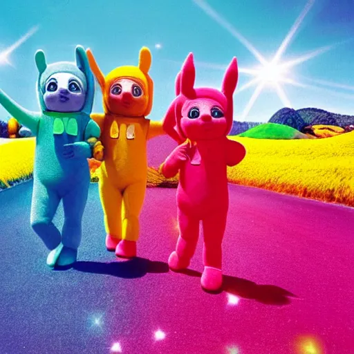 Image similar to Teletubbies Tame Impala album cover art