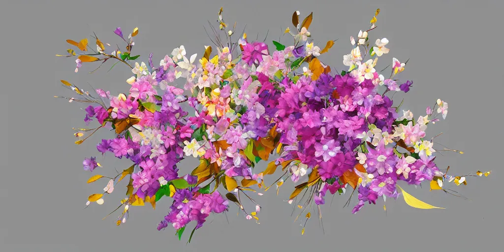 Image similar to loral design with a fine structure and flowing colors and blossoms. high details, artstation trending