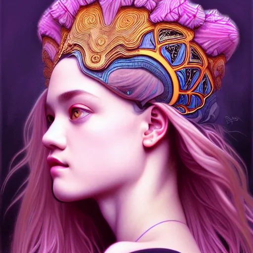 Image similar to portrait of jossi of blackpink, fractal goddess, highly detailed, digital painting, smooth, sharp focus, illustration, ultra realistic, 8 k, art by artgerm and alphonse mucha