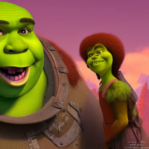 Prompt: Shrek is Bob Ross, hyperdetailed, artstation, cgsociety, 8k