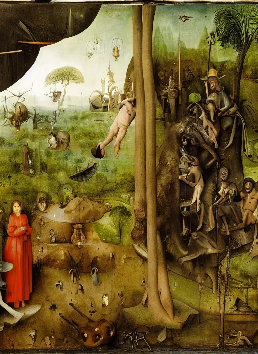 Prompt: detailed matte painting of a manderill in the jungle by hieronymus bosch, joel peter witkin, annie liebovitz, gustave dore 8 k colorful