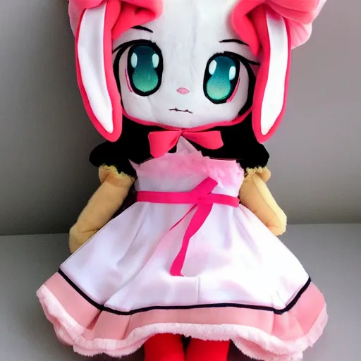 Image similar to cute fumo plush of a bunny girl, anime girl