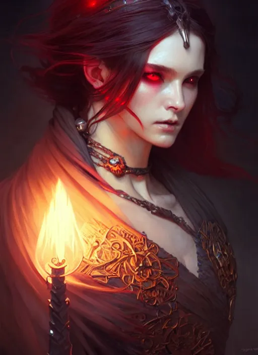 Image similar to Necromancer Sorceress, fantasy magic, undercut hairstyle, dark light night, intricate, elegant, sharp focus, illustration, highly detailed, digital painting, concept art, matte, art by WLOP and Artgerm and Greg Rutkowski and Alphonse Mucha, masterpiece