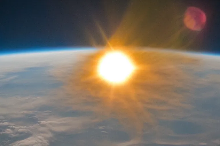 Image similar to photo of sun on earth horizon from the international space station