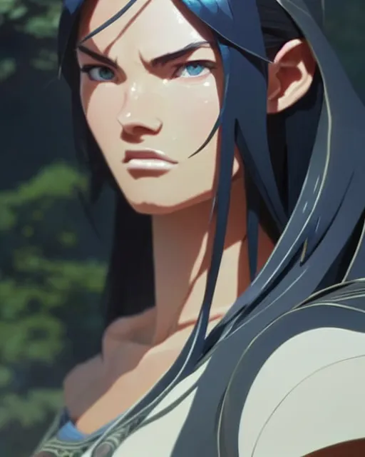 Prompt: azctec warrior, megan fox, detailed perfect face, exquisite details, fire magic, mid view, by studio muti, greg rutkowski makoto shinkai takashi takeuchi studio ghibli