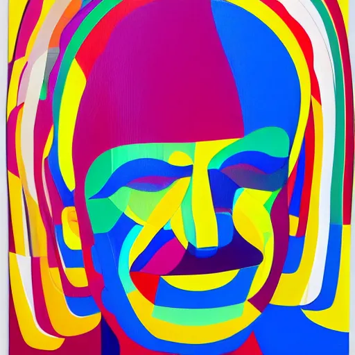 Image similar to a portrait a very ordinary person, by Turi Simeti, Agostino Bonalumi, stretched vinyl, abstract, 3d, canvas, flat bold color