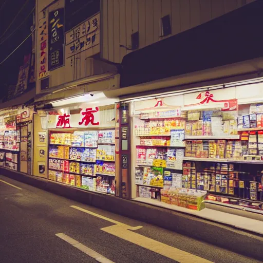 Prompt: photo of Japanese convenience store at night