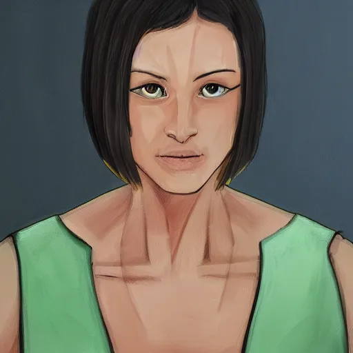 Prompt: a portrait of a female android by terry atkinson - n 9