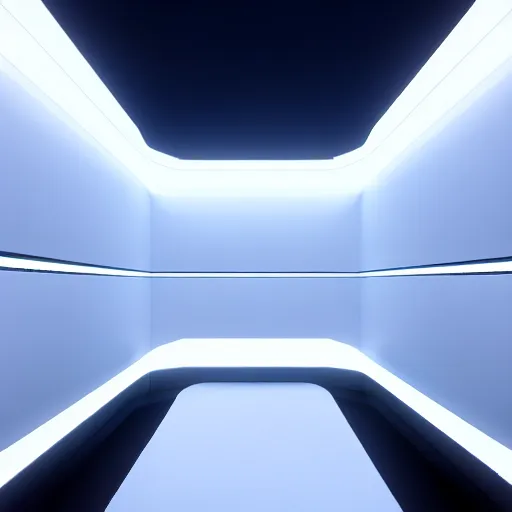 Image similar to a white room twelve by ten by eight, proportionally perfect, geometrically perfect, clean and empty, sci fi spaceship futuristic paneling unreal engine, general studio lighting, 8 k,