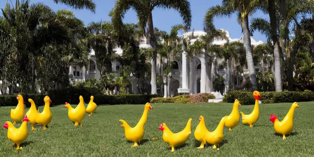 Image similar to The FBI searches Mar-a-Lago and finds rubber chickens