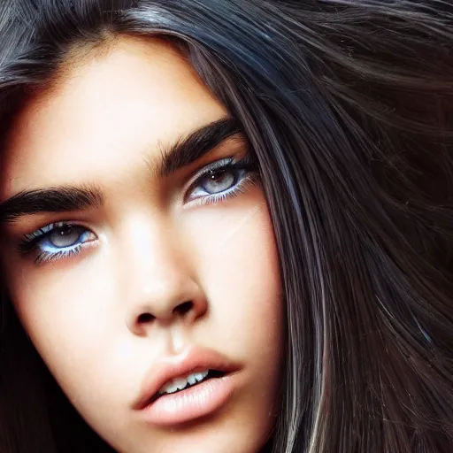 Image similar to 4k,ultra detailed portrait of Madison Beer by Rachel Ruysch