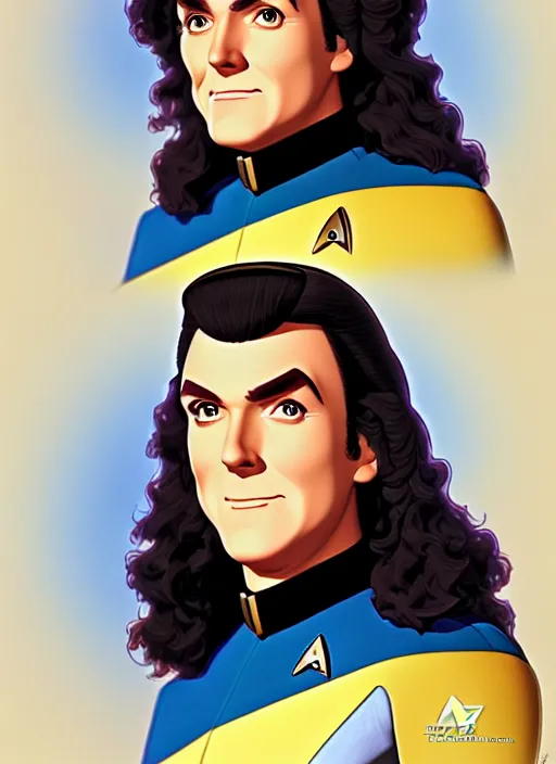 Image similar to cute star trek officer weird al yankovic, natural lighting, path traced, highly detailed, high quality, digital painting, by don bluth and ross tran and studio ghibli and alphonse mucha, artgerm