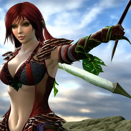Image similar to ivy from soulcalibur at the beach, 4k, high detail, high-resolution photograph, professional photography, ultra-detail