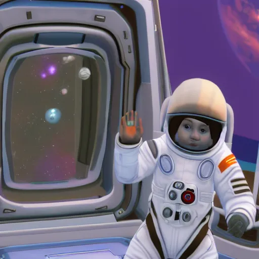 Prompt: a baby astronaut in space, the sims 4