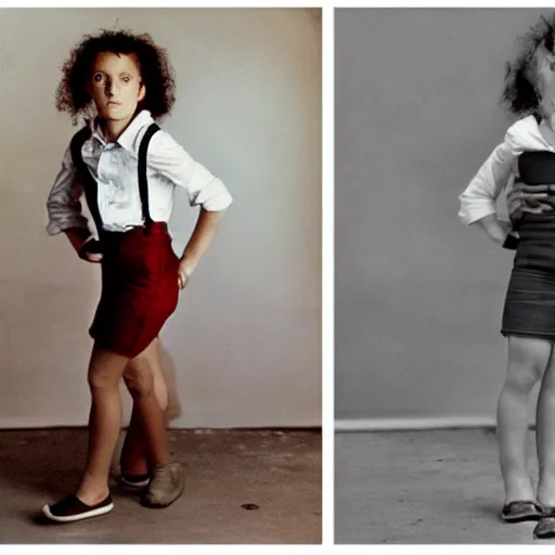 Prompt: young Annie Leibovitz in a photograph shot in Annie Leibovitz style