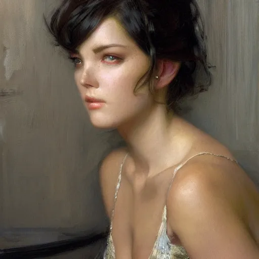Prompt: a high fashion studio stunning backlit sullen portrait of frowning anime girl, painting by gaston bussiere, craig mullins, j. c. leyendecker