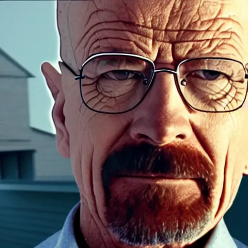 Prompt: A still of Breaking Bad of Walter White working as an employee of Los Pollos Hermanos, cinematographic