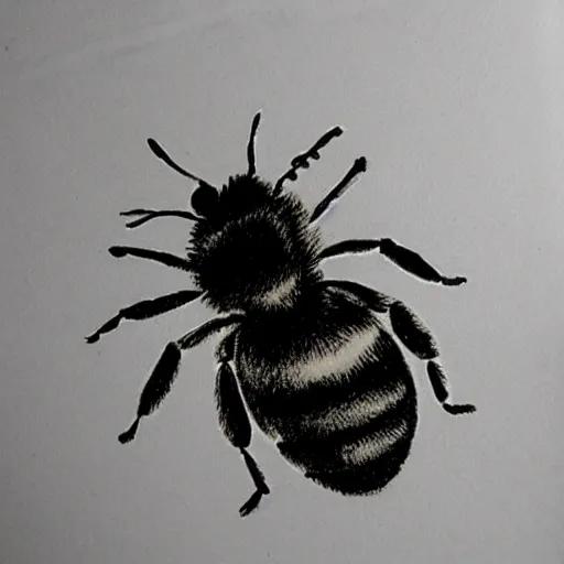 Prompt: bee photorealistic photo hand drawn