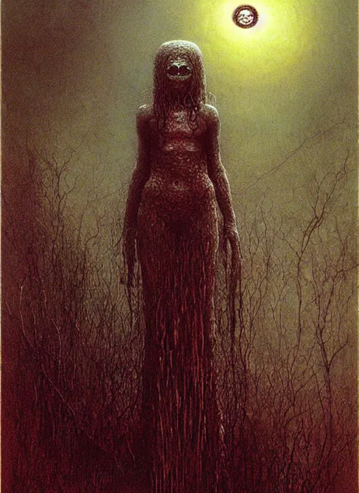 Image similar to lovecraftian teen girl by Beksinski and Luis Royo